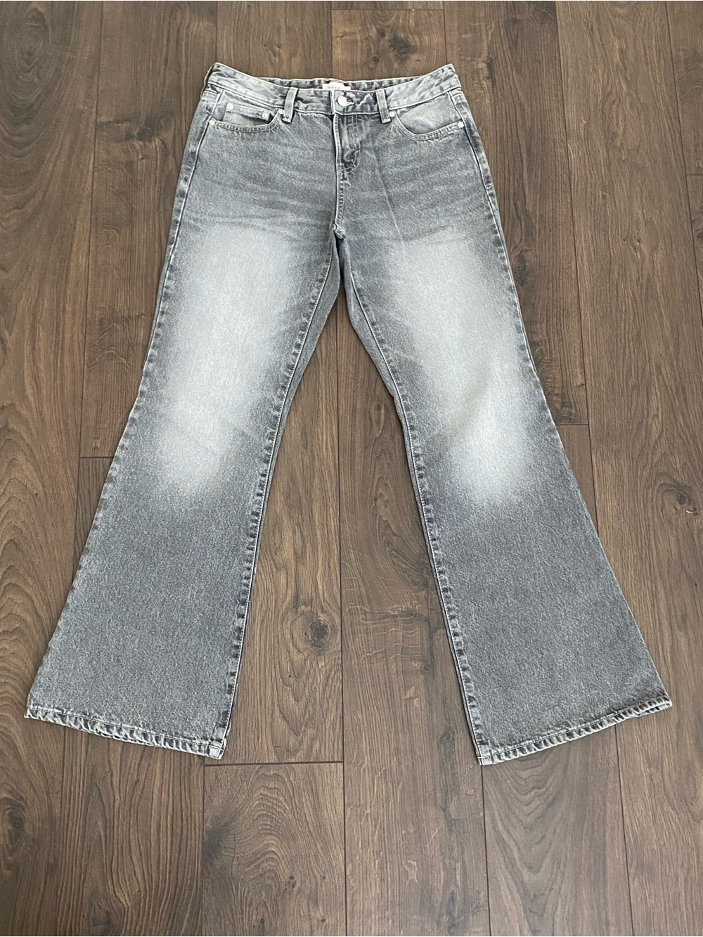 NWOT PacSun Women's Grey/Light Black Low Rise Boot Cut Jeans - Washed Finish